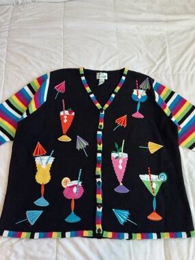Quacker Factory Black Knit Sweater Cocktail theme